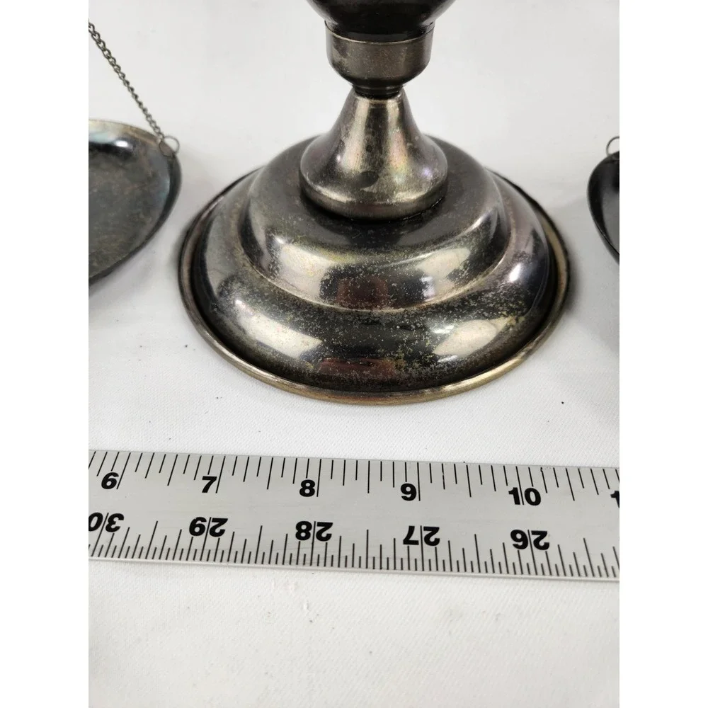 Vintage Wood & Metal Functioning Libra Scale‎ of Justice w Eagle Finial